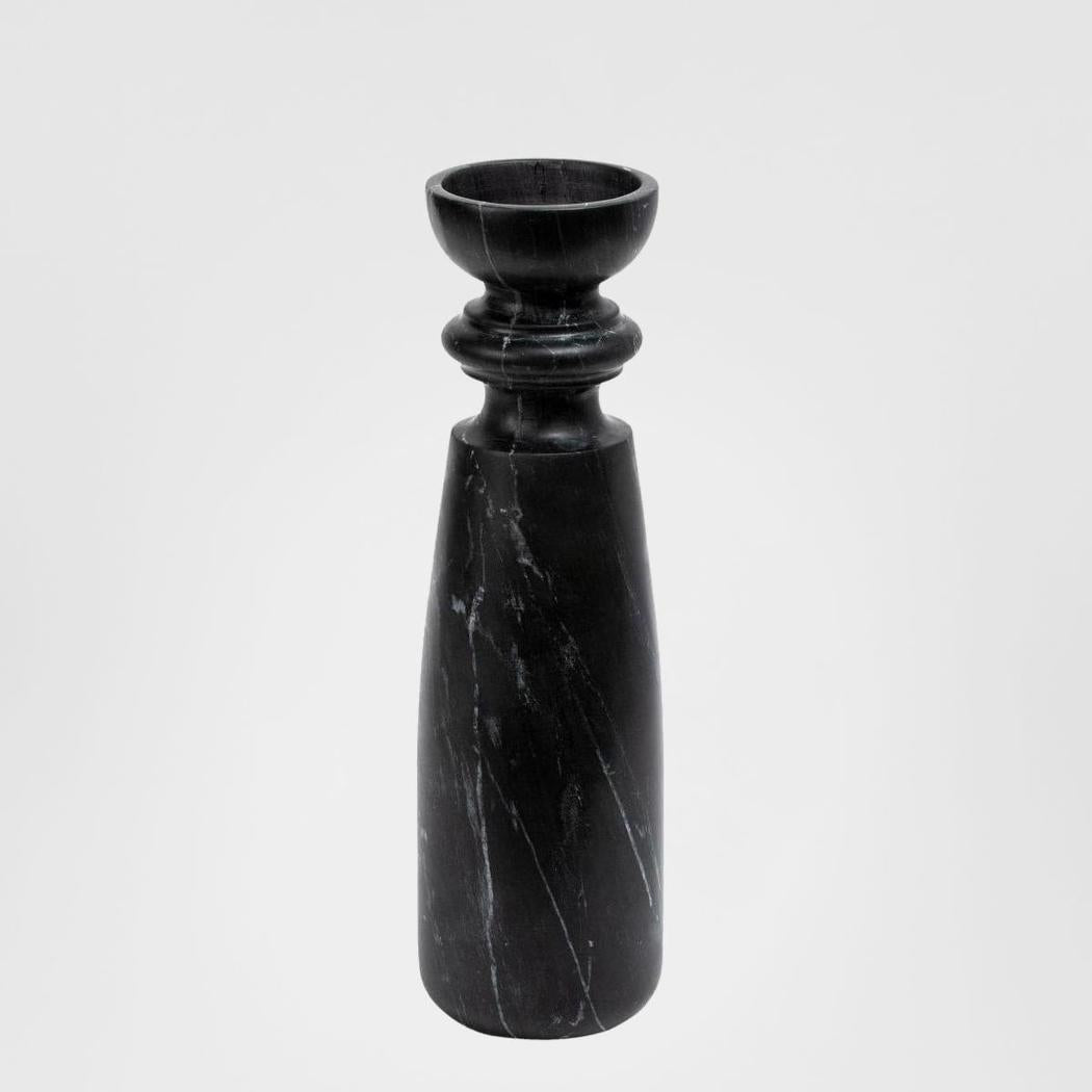 Santiago Marble Candle Stand Large Black