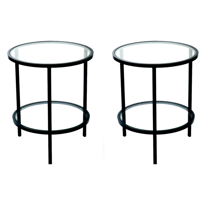 Palladium Black Iron & Glass Side Table