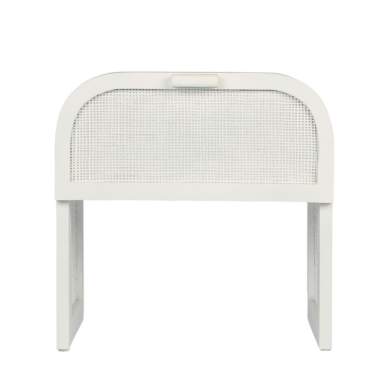 Mallorca Bedside Table Chalk with Rattan