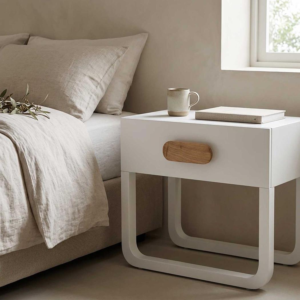 Norma Bedside Table White