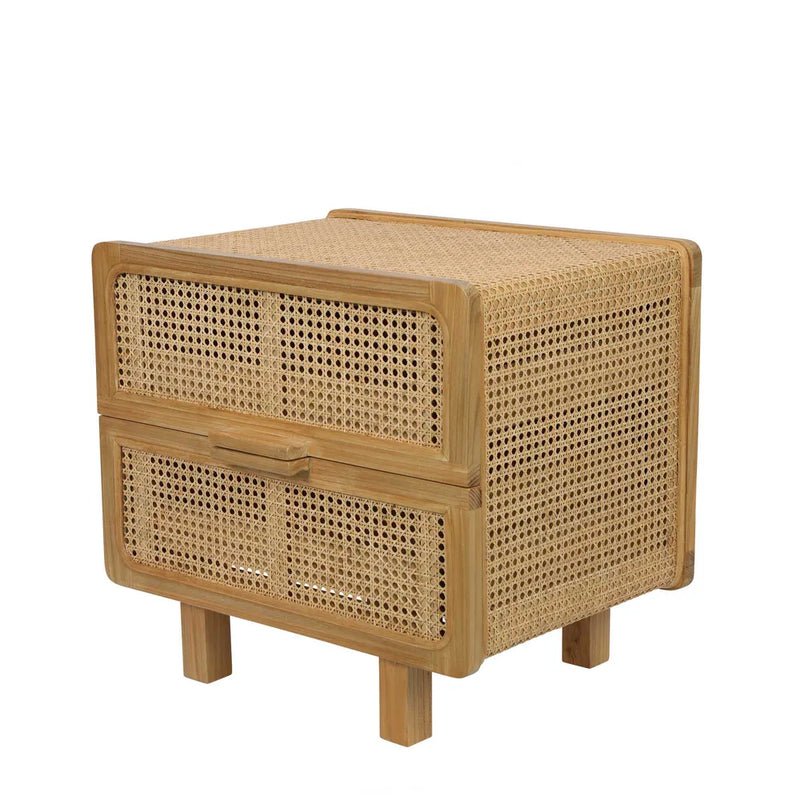 Hayme Bedside Table Natural with Rattan