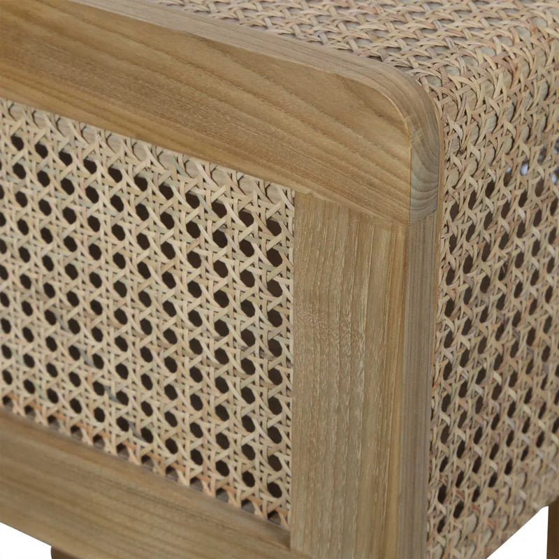 Zoe Bedside Table Natural with Rattan