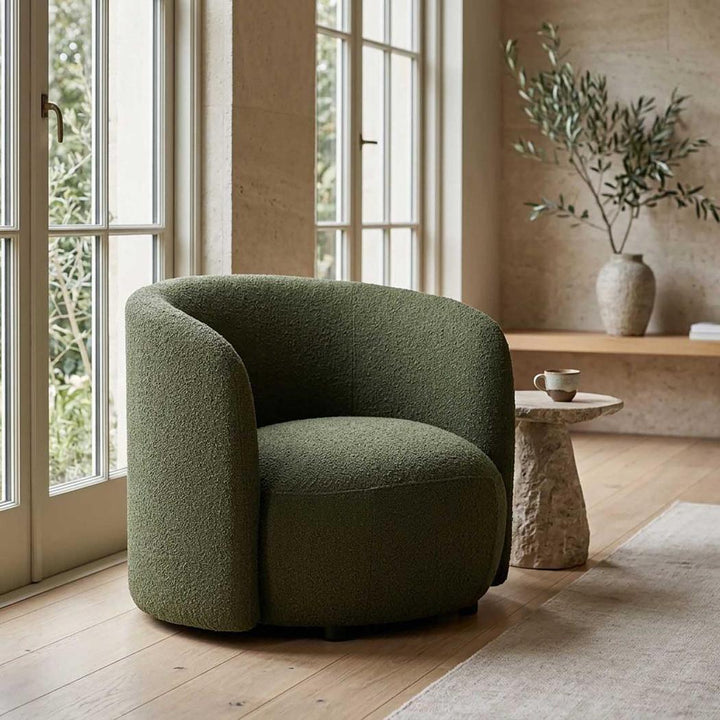 Plume ArmChair Olive Boucle