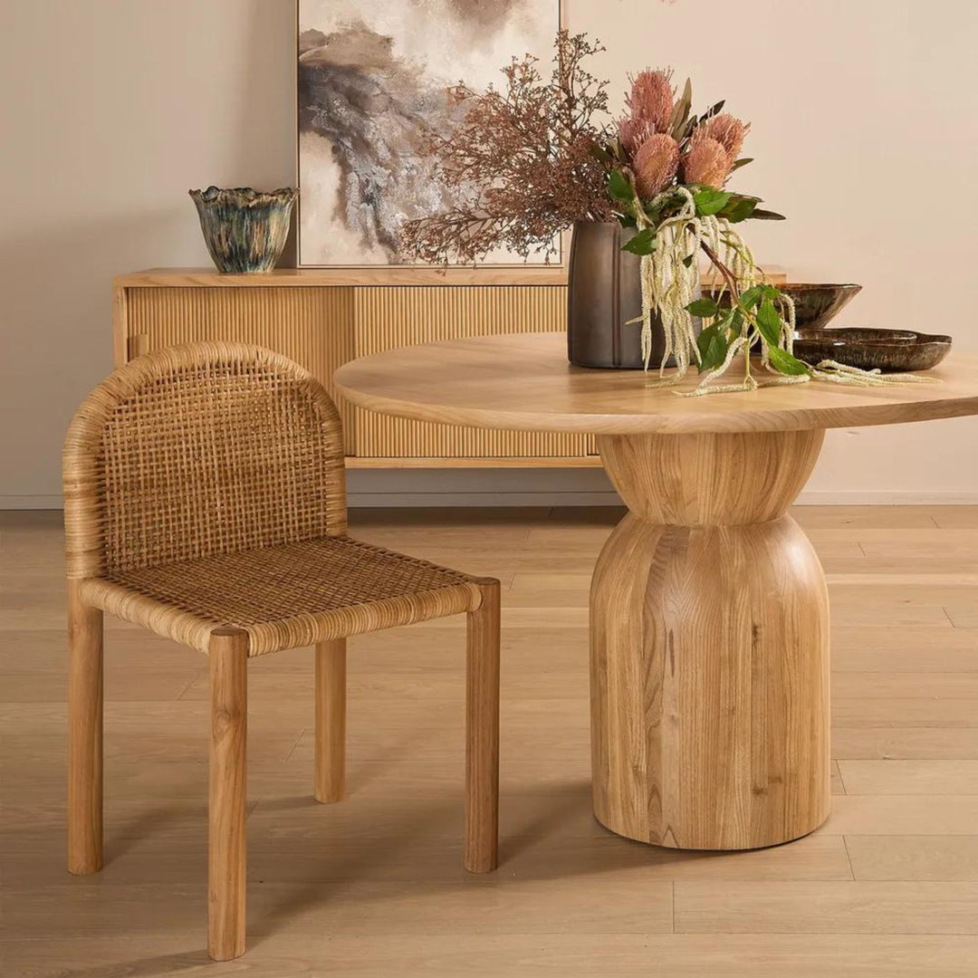 Olive Round Pedestal Dining Table Natural