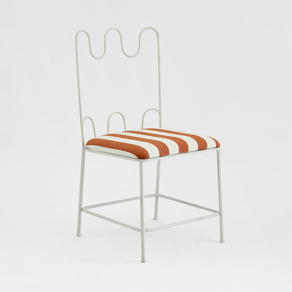 Wira Dining Chair Outdoor Terracotta/White Stripe Cushion