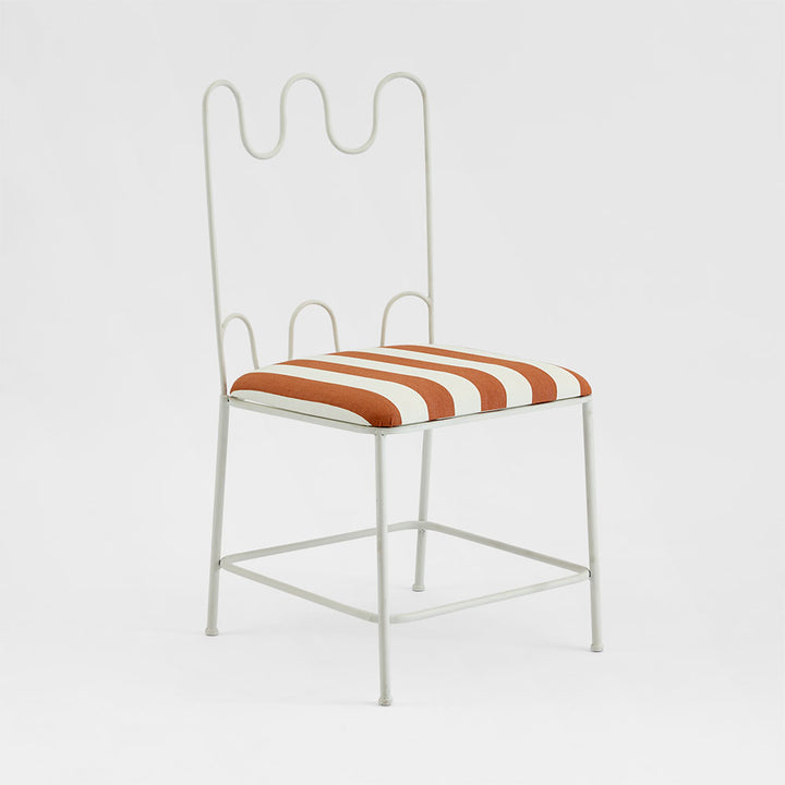 Wira Dining Chair Outdoor Terracotta/White Stripe Cushion