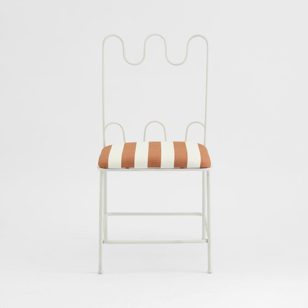 Wira Dining Chair Outdoor Terracotta/White Stripe Cushion