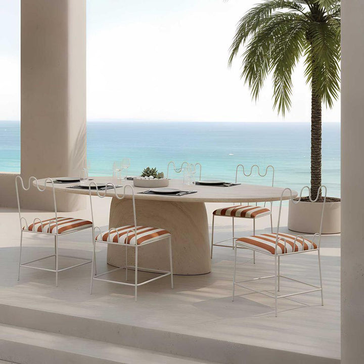 Wira Dining Chair Outdoor Terracotta/White Stripe Cushion