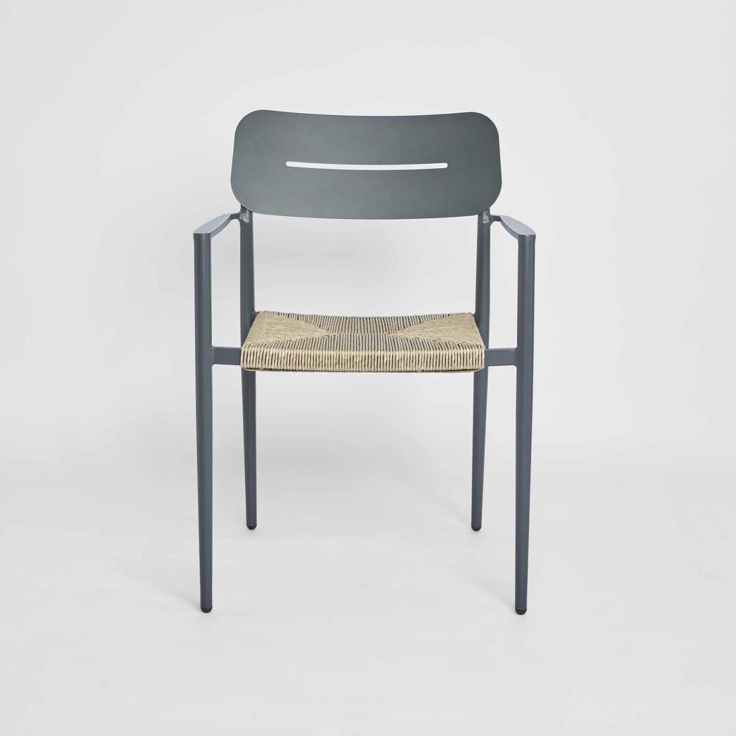 Casper Stackable Dining chair with Arms Black & Natural Weave Outdoor