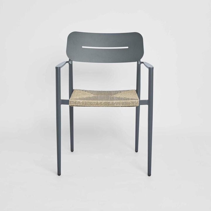 Casper Stackable Dining chair with Arms Black & Natural Weave Outdoor