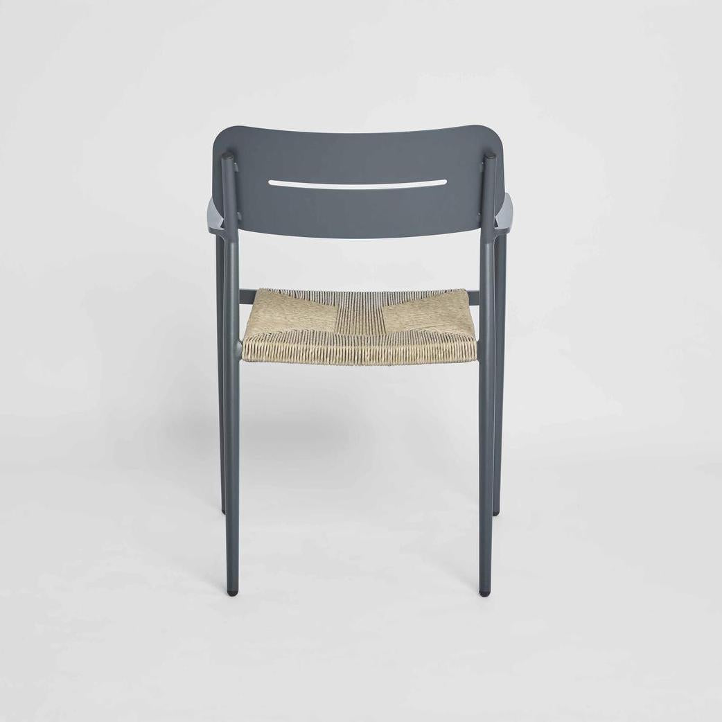 Casper Stackable Dining chair with Arms Black & Natural Weave Outdoor