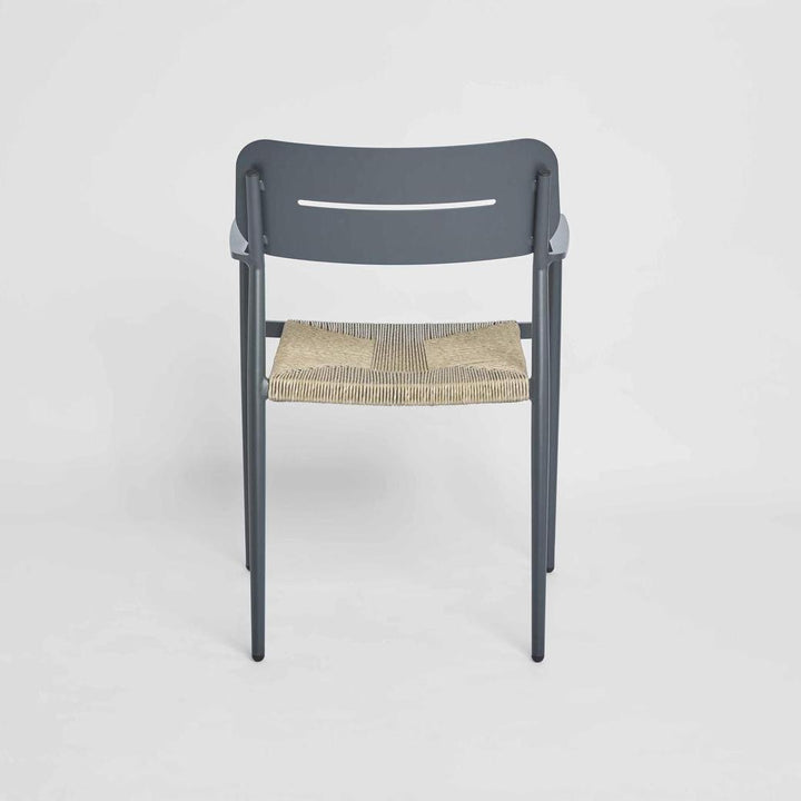 Casper Stackable Dining chair with Arms Black & Natural Weave Outdoor