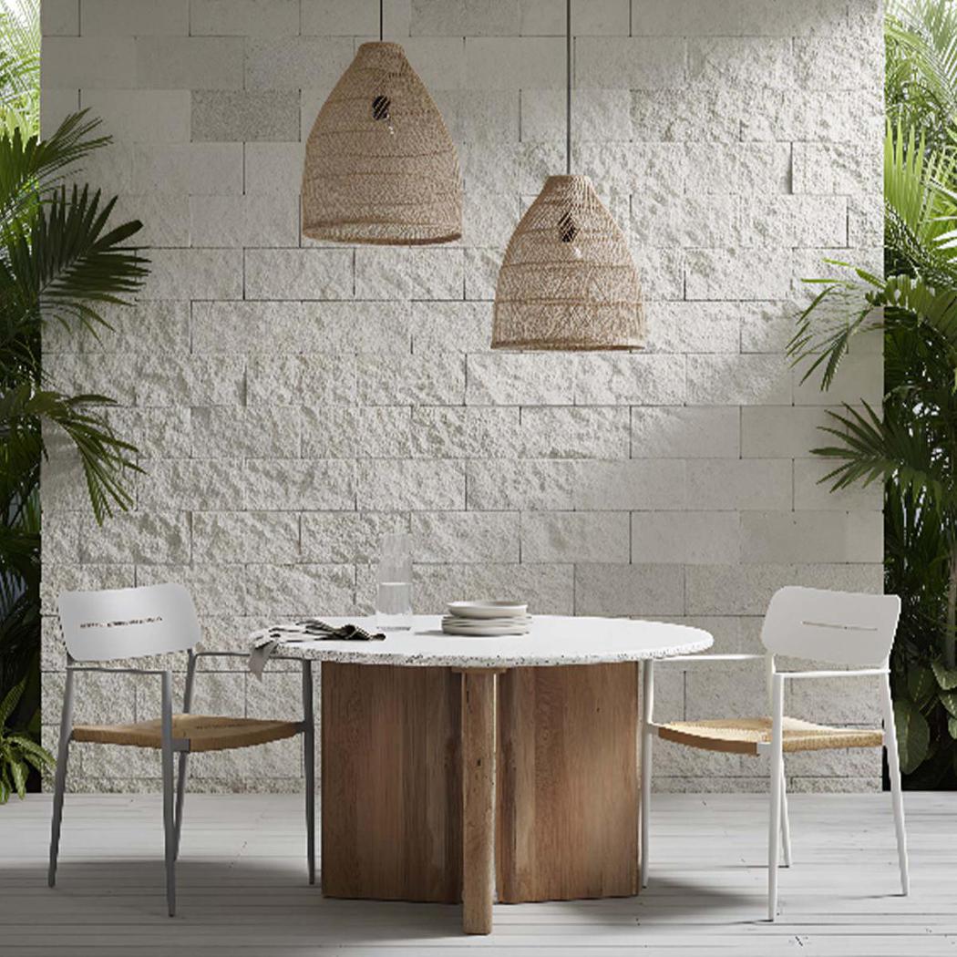 Casper Stackable Dining chair with Arms Black & Natural Weave Outdoor