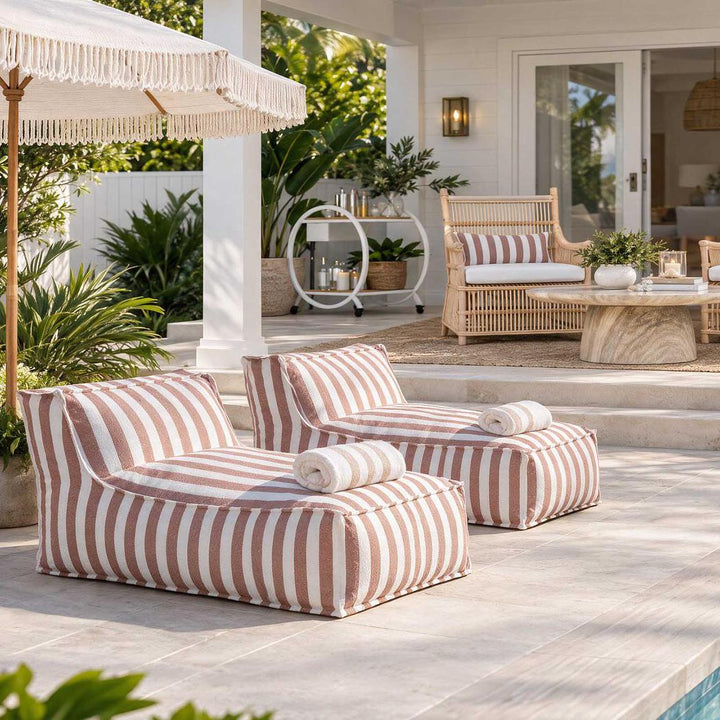 Lola Chaise Terracotta Stripe