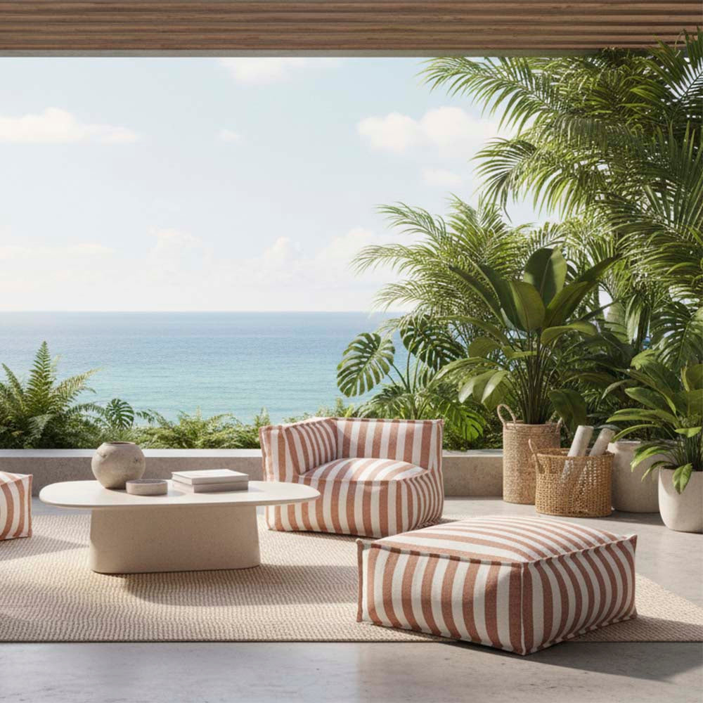 Lola Ottoman Terracotta Stripe