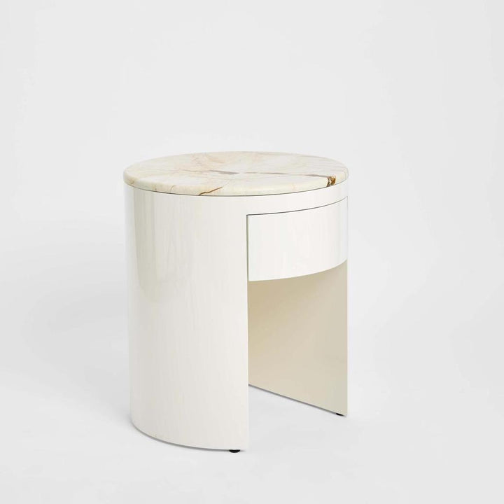 Sable Bedside Matt Brown Vein Marble/High Gloss