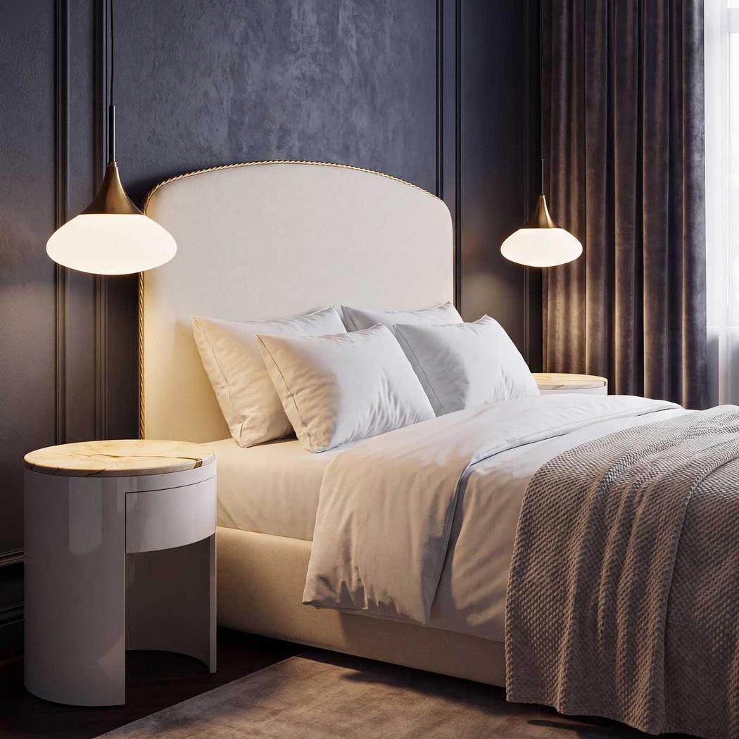Sable Bedside Matt Brown Vein Marble/High Gloss