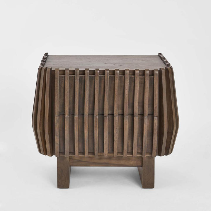 Bow 2 Drawer Bedside Dark Walnut