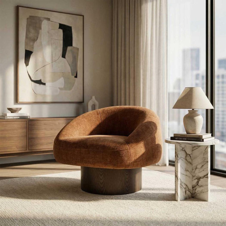Finn Swivel Armchair Sienna Brown