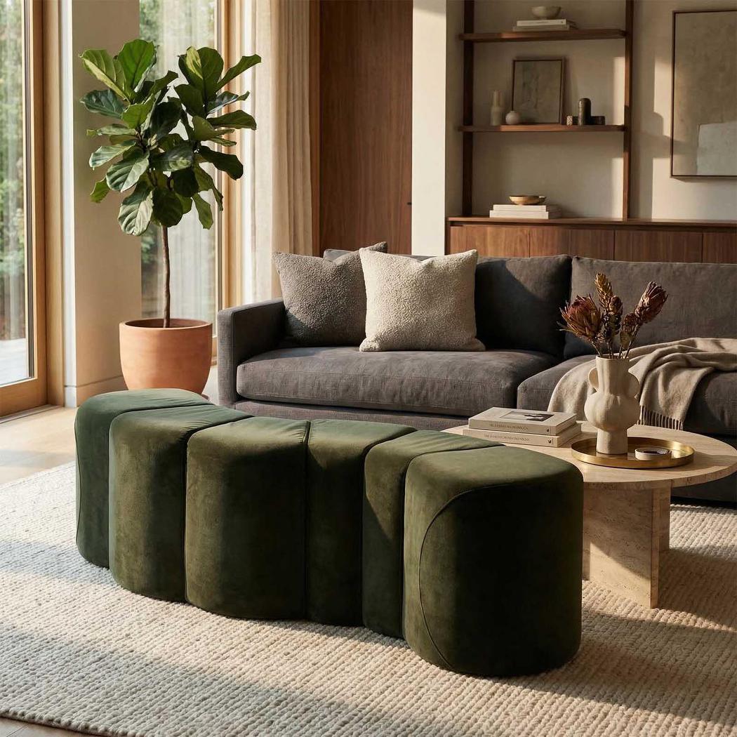 Ridge Bench Ottoman Olive