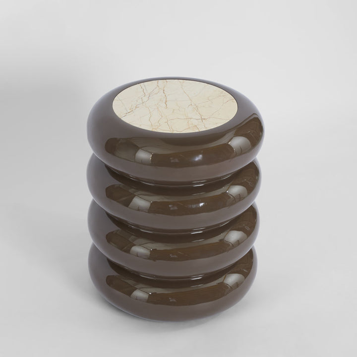 Sable Side Table Matt Brown Vein Marble/High Gloss