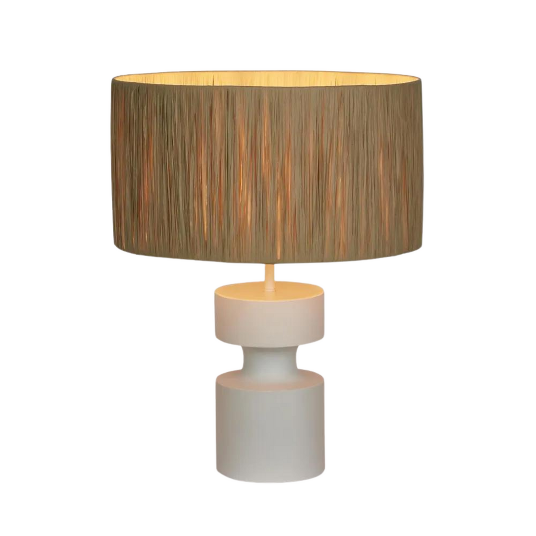 Marni Lamp Small White with Raffia Shade - Lamp Base & Shade