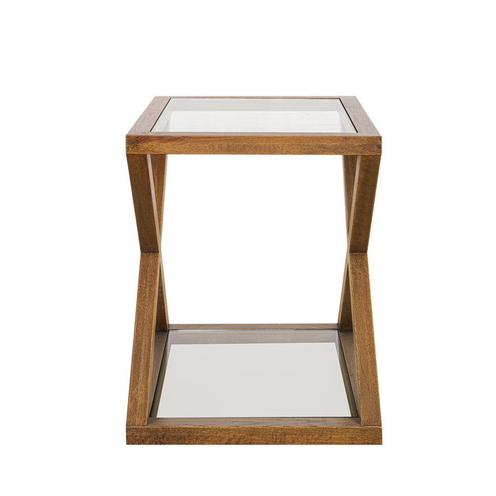 Zoey Cross American Oak Glass Side Table