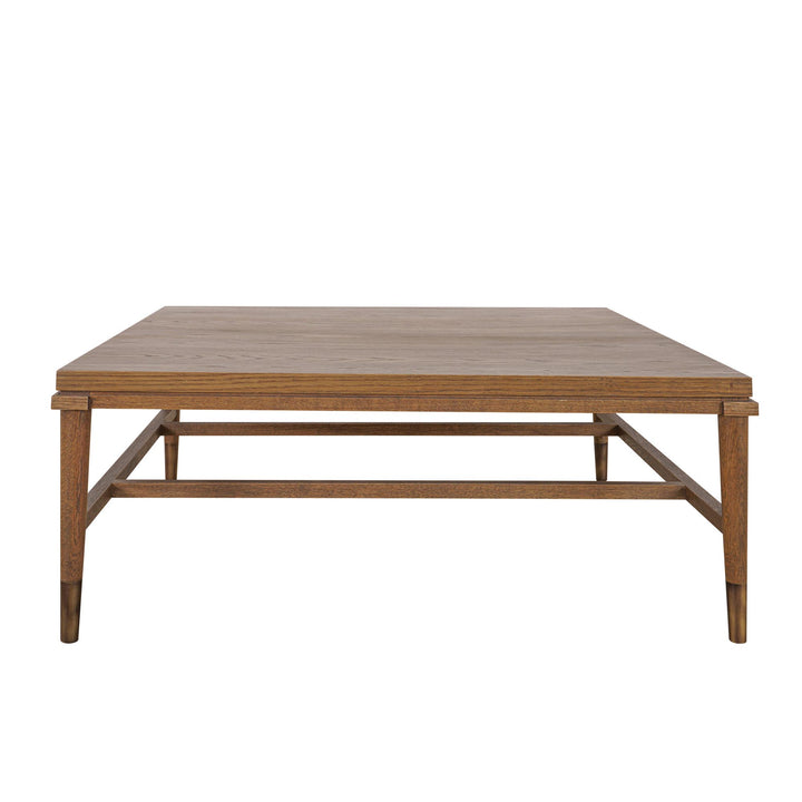 Clara Square Natural Oak Coffee Table With Brass Legs 100Cm