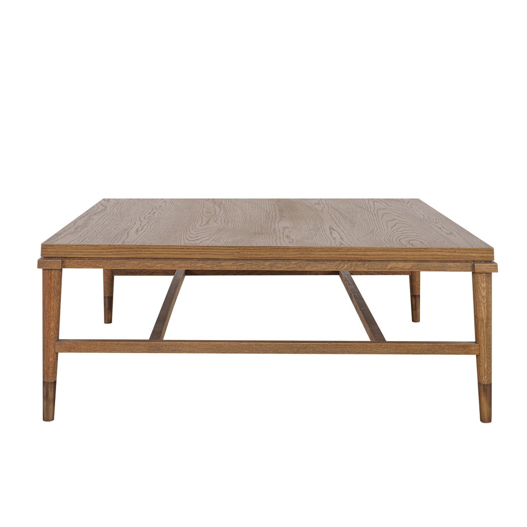 Clara Square Natural Oak Coffee Table With Brass Legs 100Cm