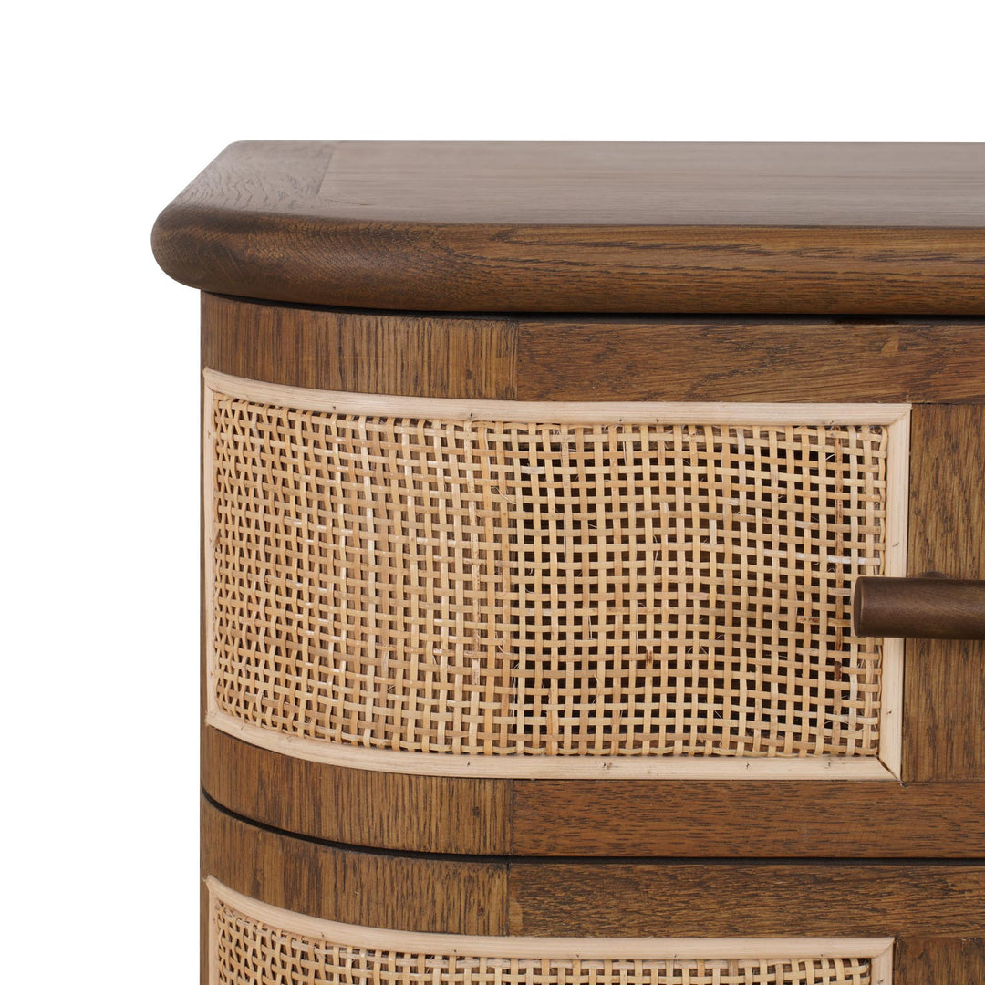 Freya Natural Oak 4 Draw Console With Rattan Wrap Front 90Cm