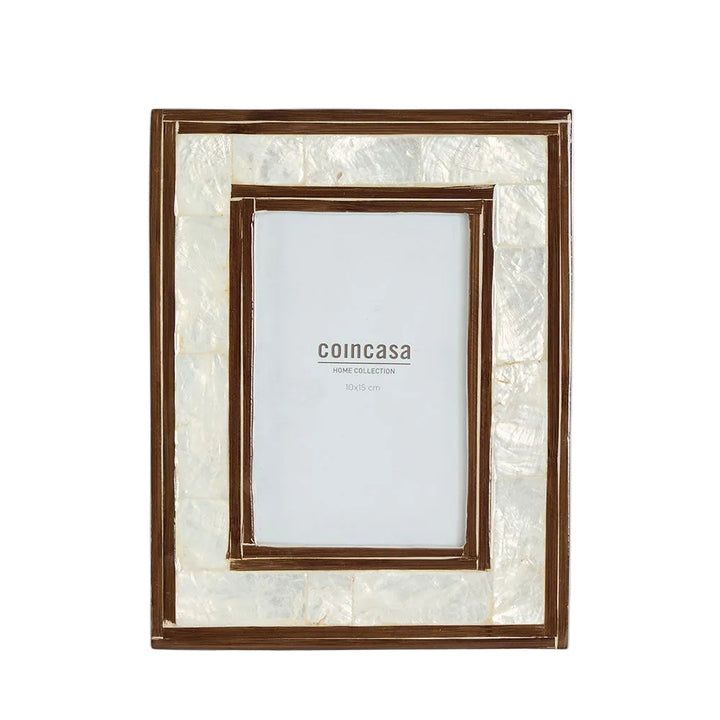 Raya White Shell & Bamboo 4x6 Photo Frame