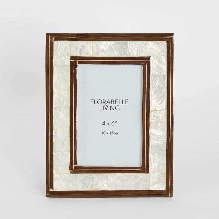 Raya White Shell & Bamboo 4x6 Photo Frame