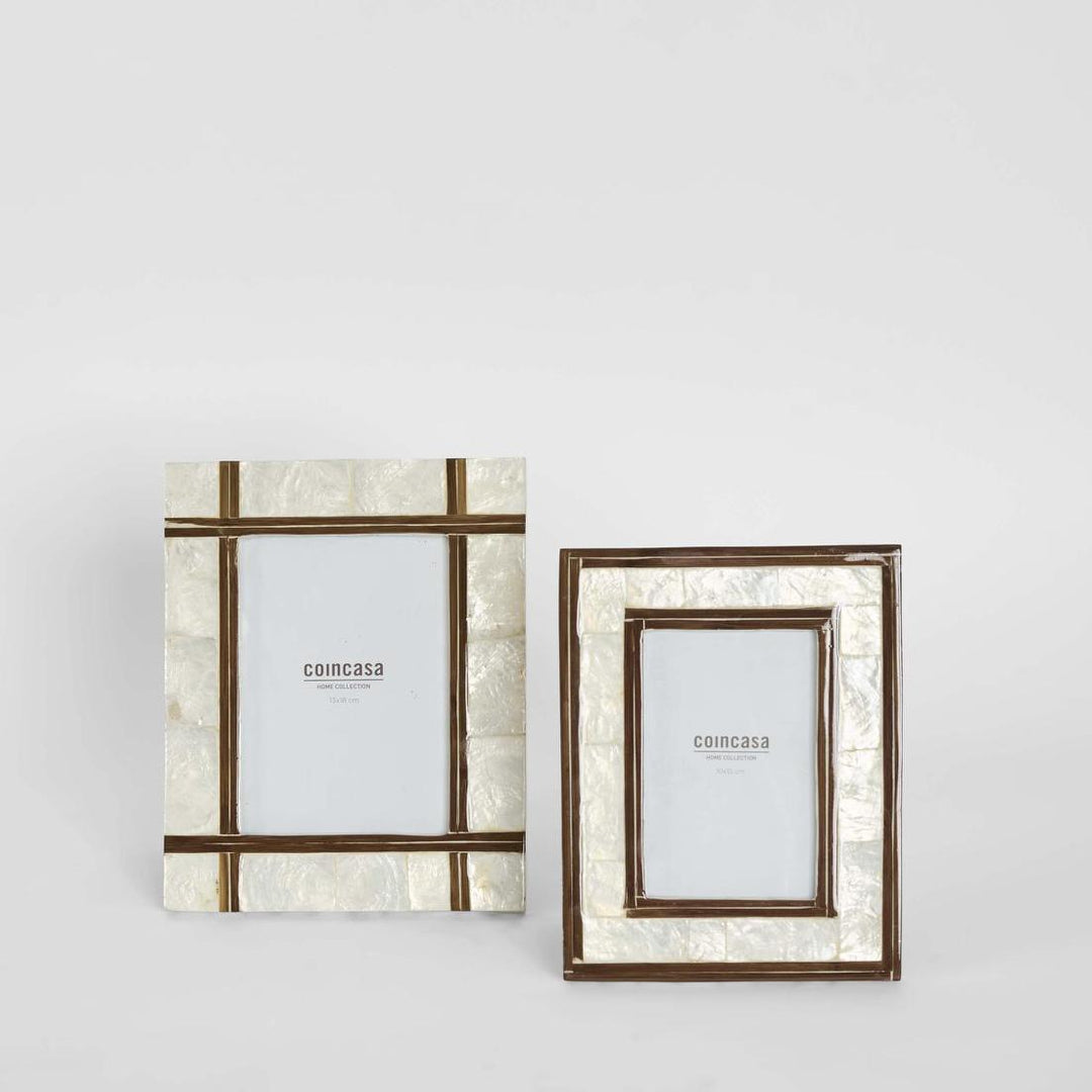 Raya White Shell & Bamboo 4x6 Photo Frame