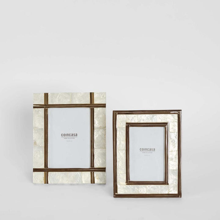 Raya White Shell & Bamboo 4x6 Photo Frame