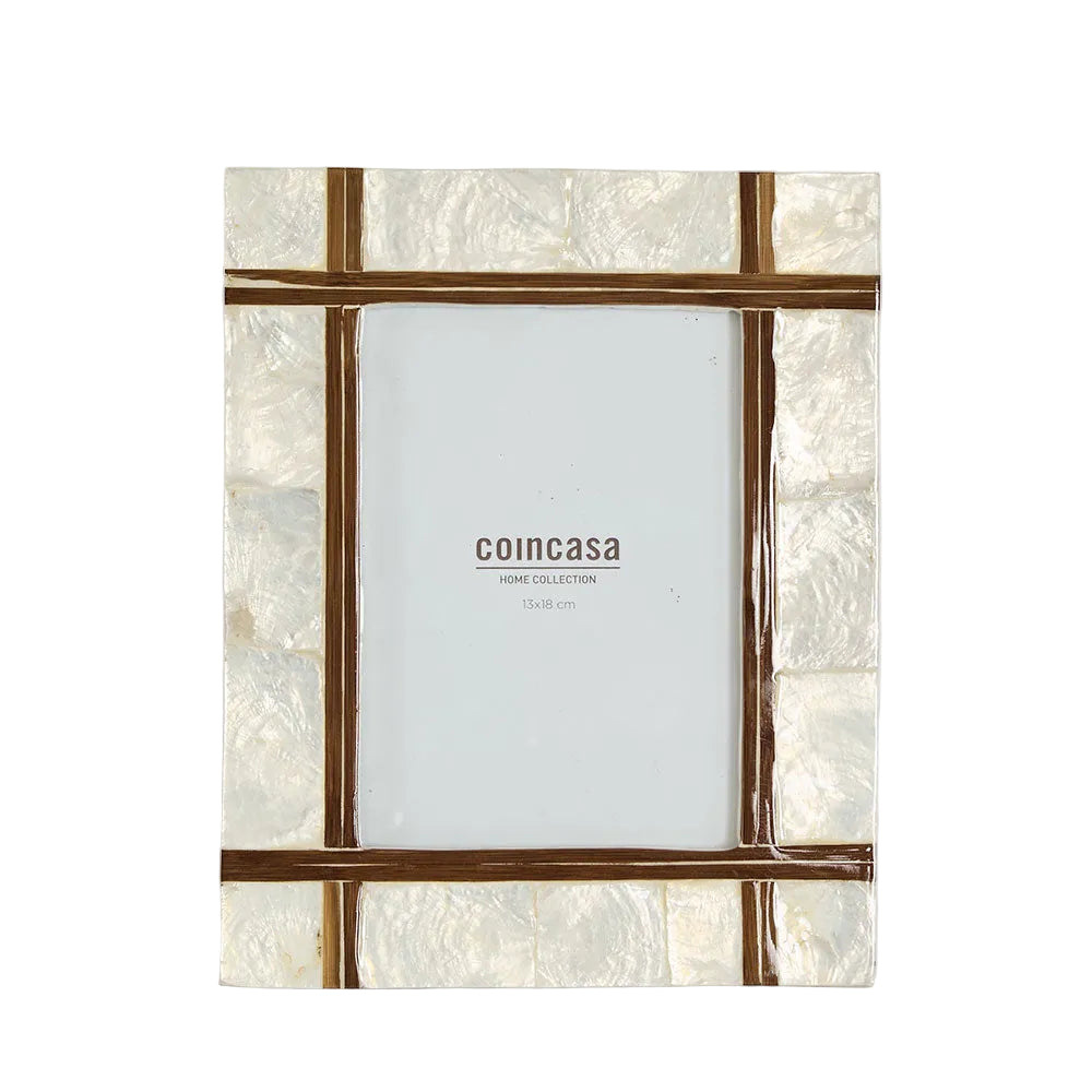 Raya White Shell & Bamboo 5x7 Photo Frame