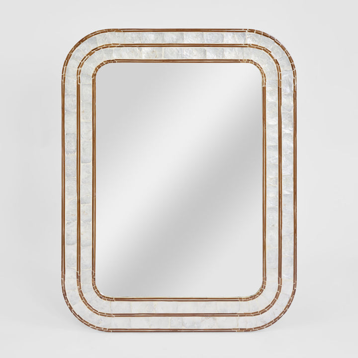 Raya White Shell & Bamboo 90x70 Mirror