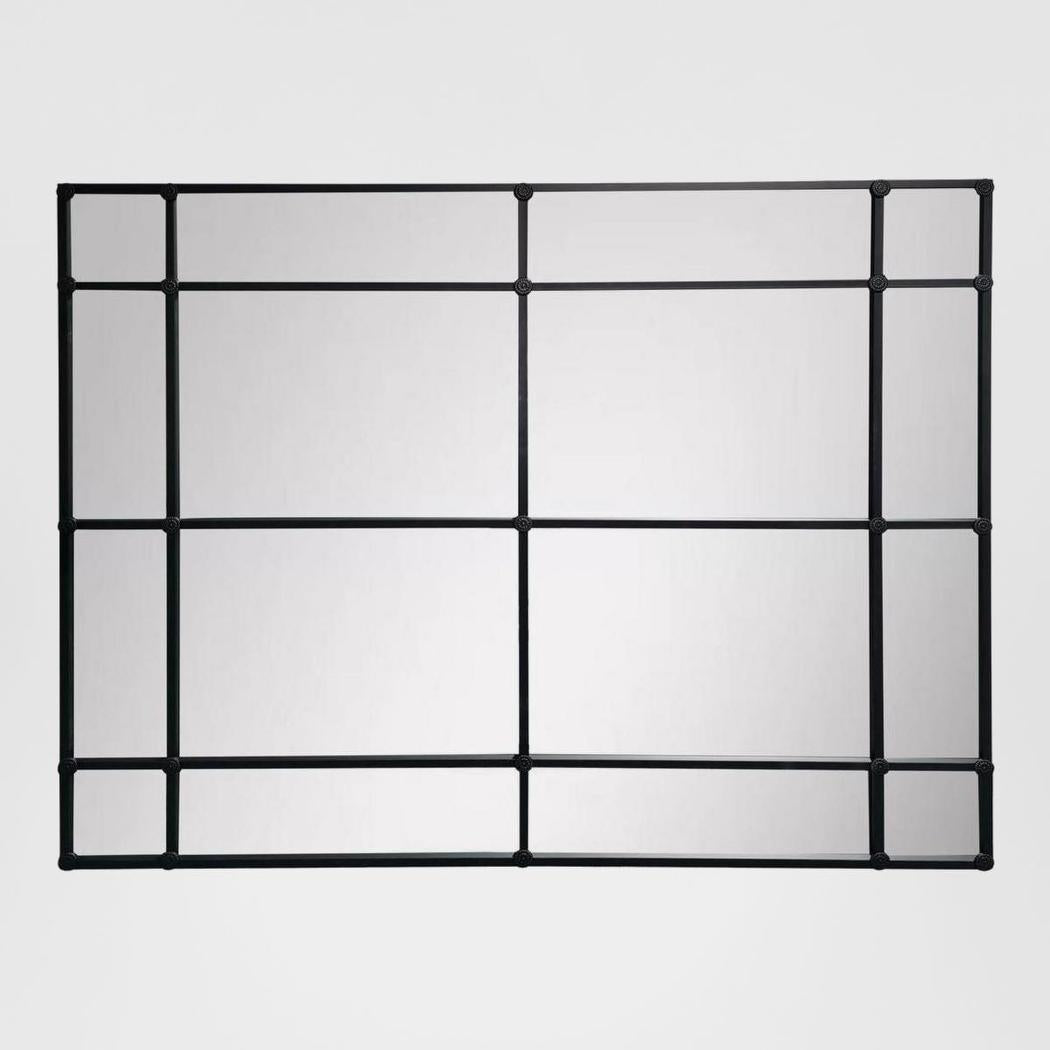 Crawford Rectangular 16 Pane Mirror Iron Frame Black 200 x 160cm
