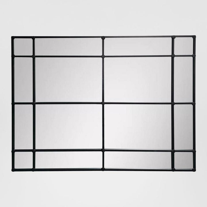 Crawford Rectangular 16 Pane Mirror Iron Frame Black 200 x 160cm