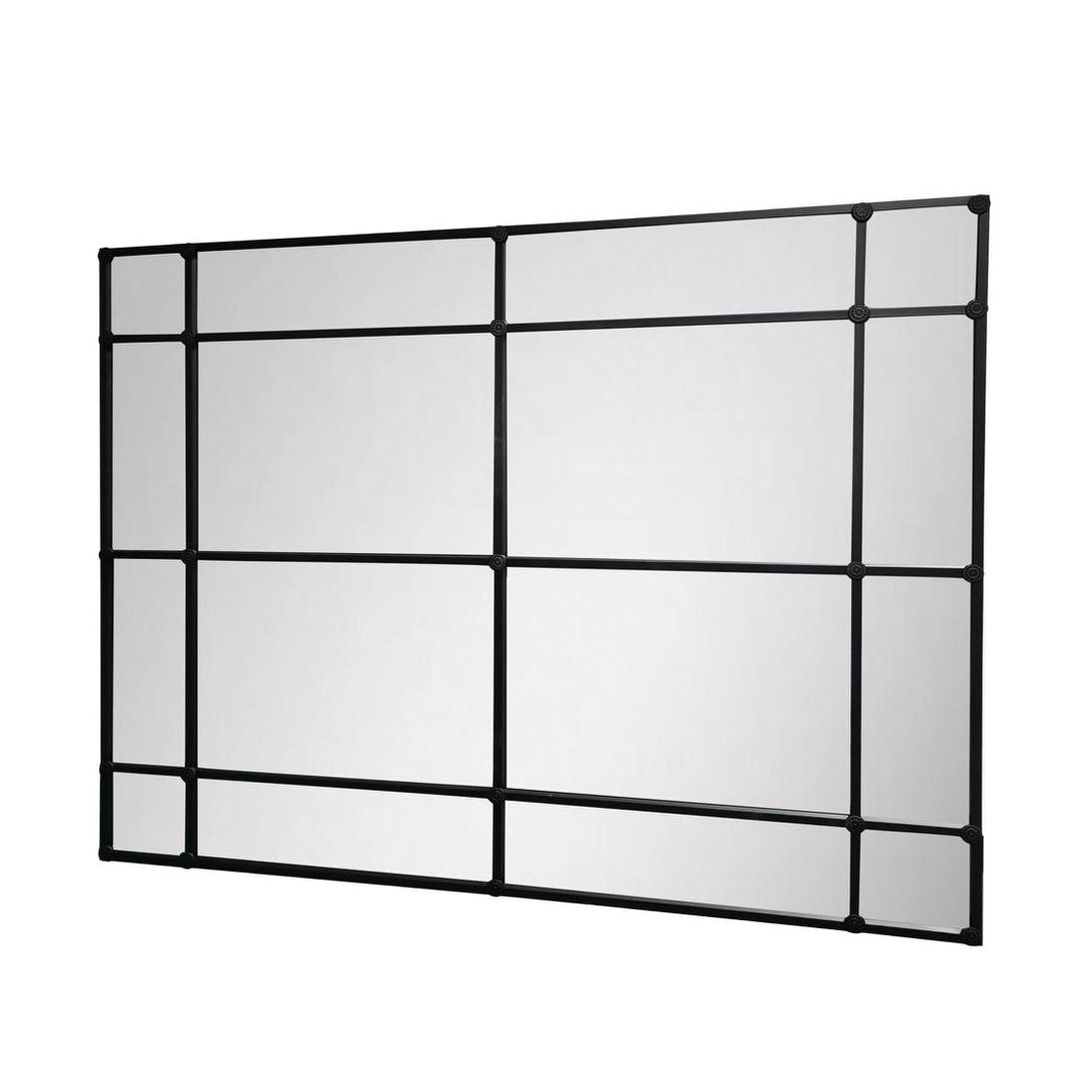 Crawford Rectangular 16 Pane Mirror Iron Frame Black 200 x 160cm