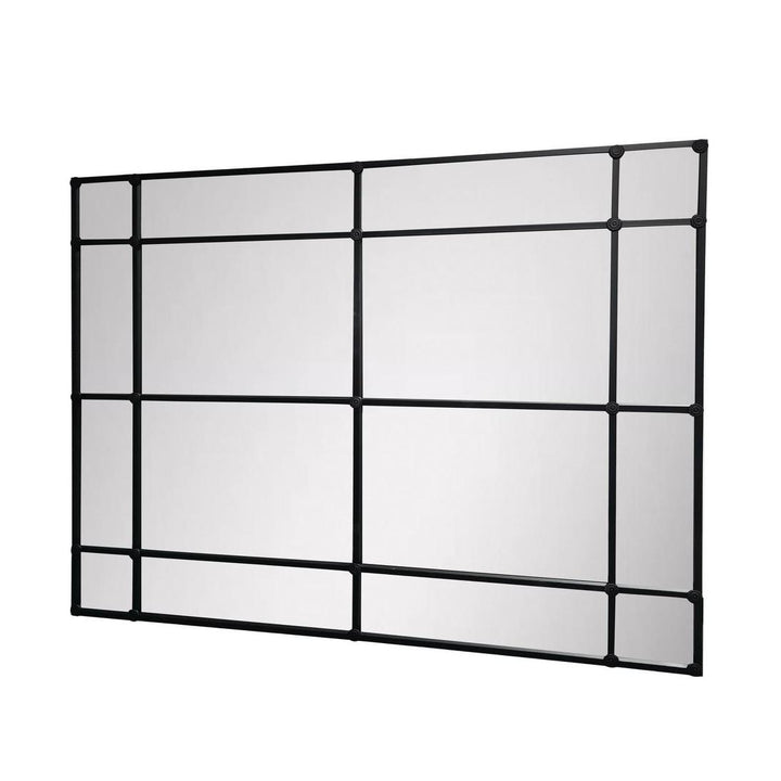 Crawford Rectangular 16 Pane Mirror Iron Frame Black 200 x 160cm