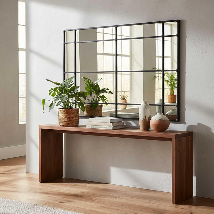 Crawford Rectangular 16 Pane Mirror Iron Frame Black 200 x 160cm