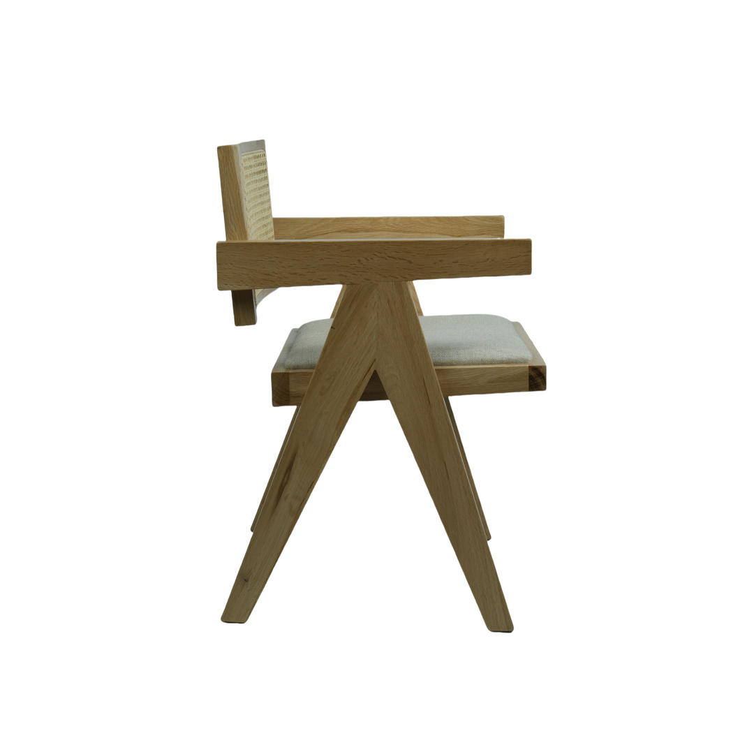 Lexi Scissor Leg Armchair Oak Frame Natural Fabric