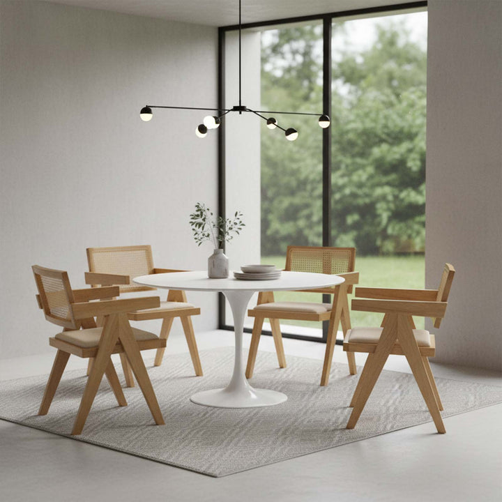 Lexi Scissor Leg Armchair Oak Frame Natural Fabric