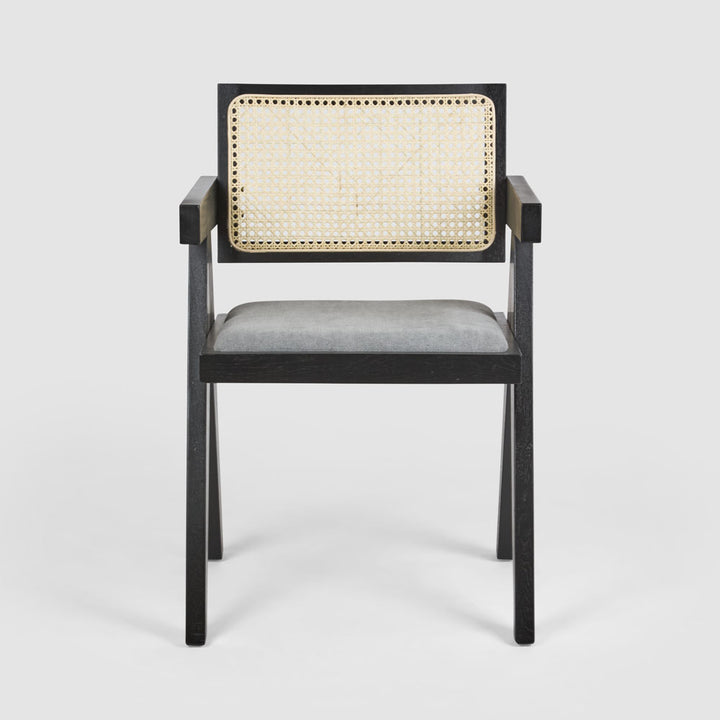 Lexi Scissor Leg Armchair Black Frame Grey Fabric