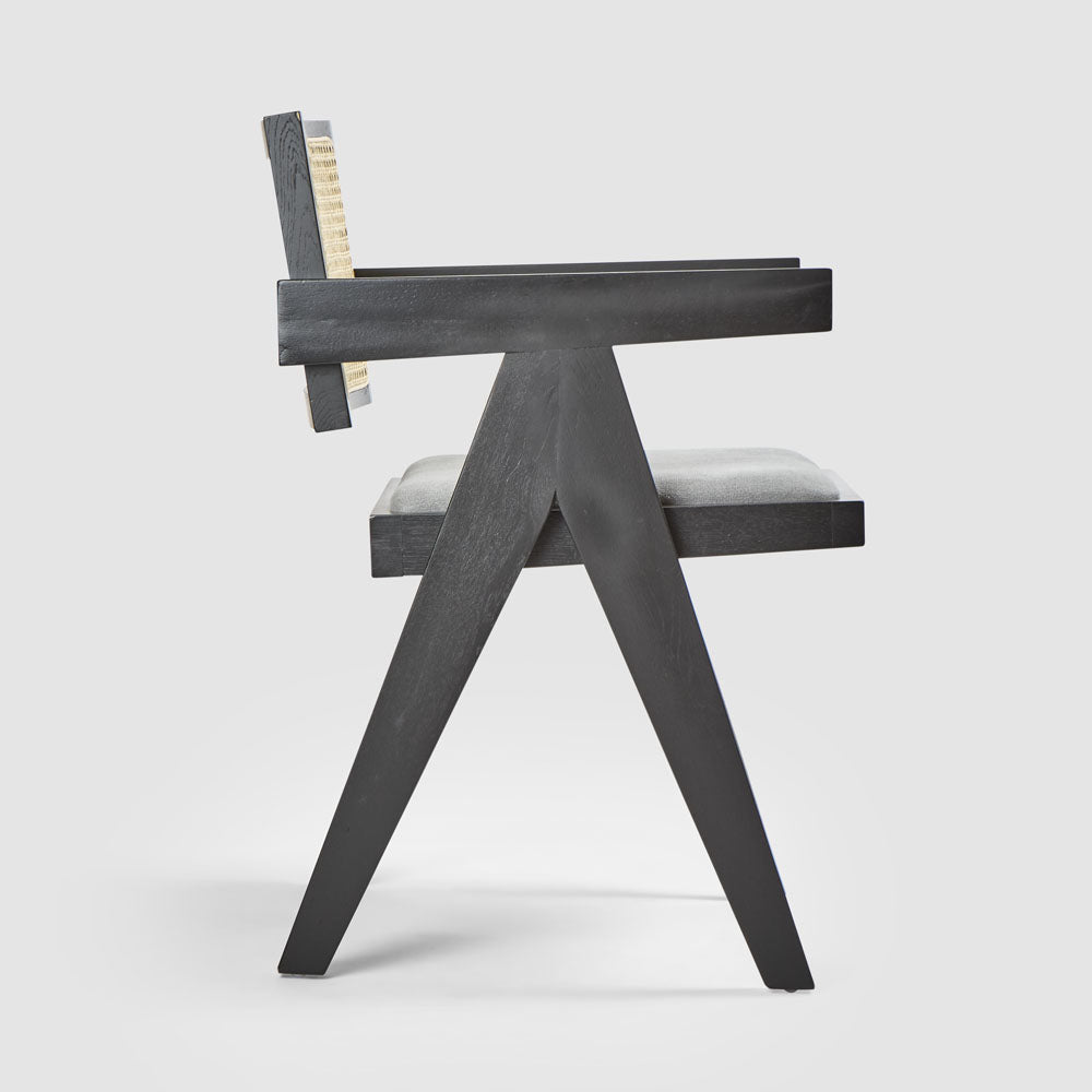 Lexi Scissor Leg Armchair Black Frame Grey Fabric