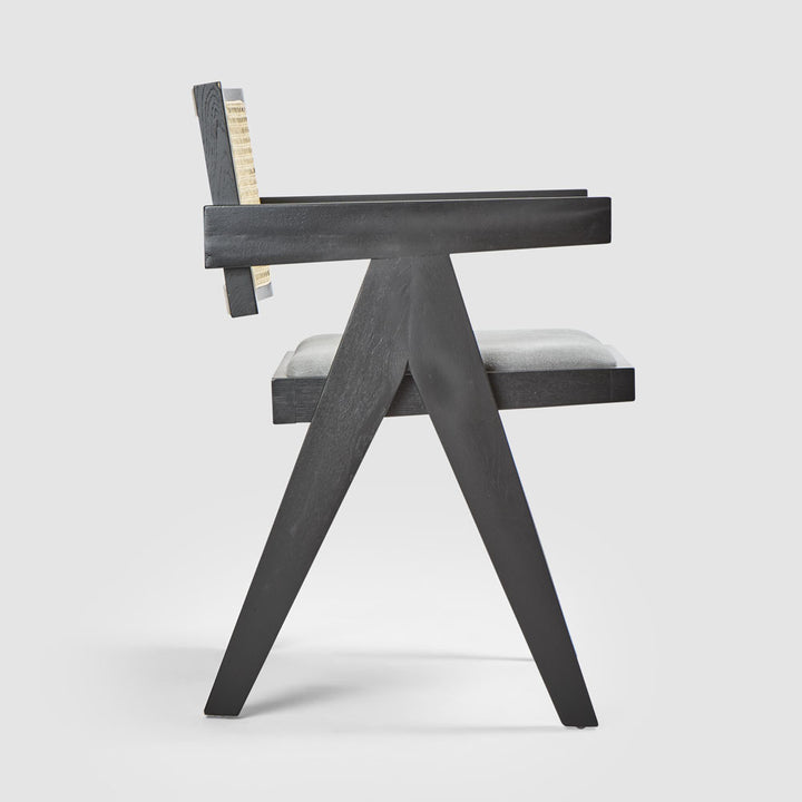 Lexi Scissor Leg Armchair Black Frame Grey Fabric