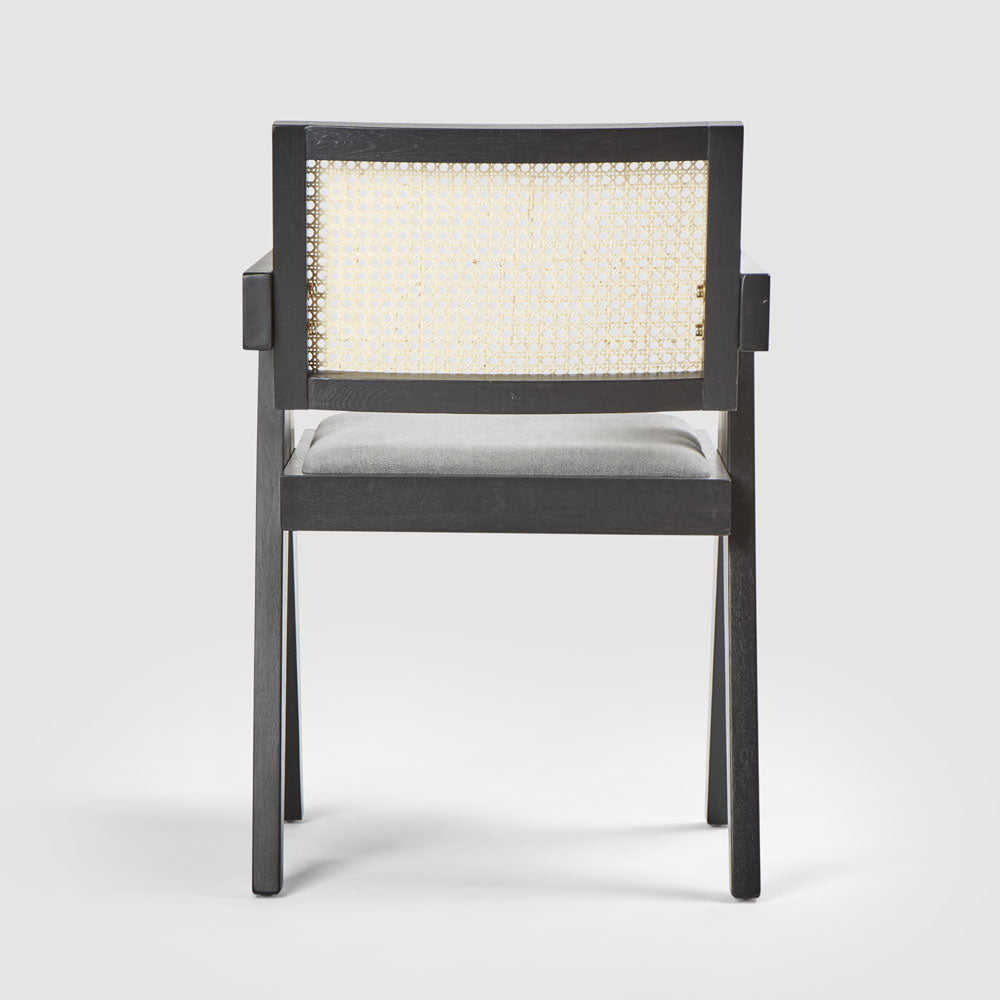 Lexi Scissor Leg Armchair Black Frame Grey Fabric