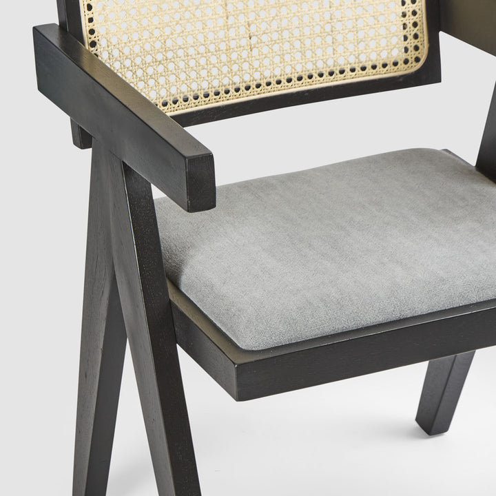 Lexi Scissor Leg Armchair Black Frame Grey Fabric