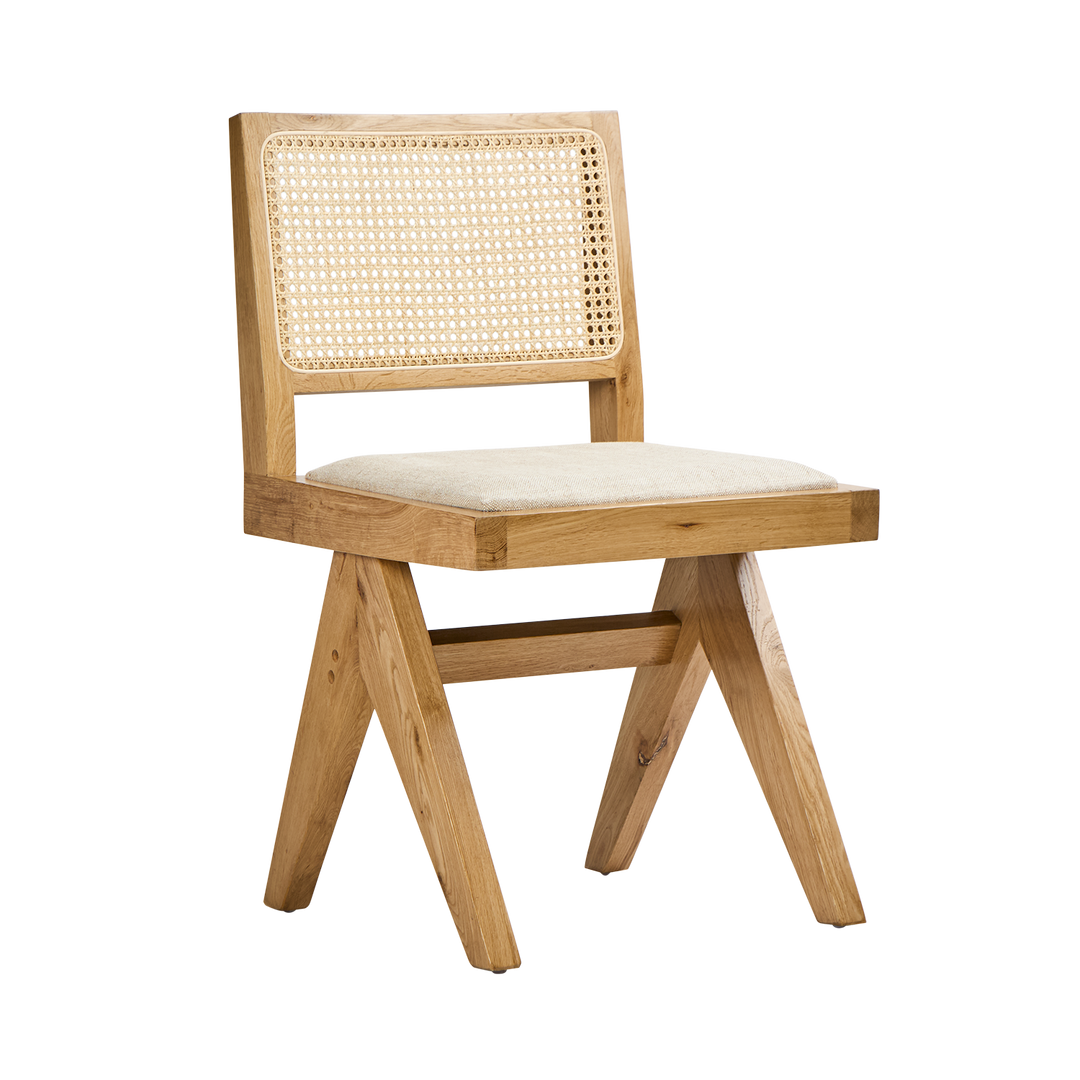 Lexi Scissor Leg Side Chair Oak Frame Natural Fabric