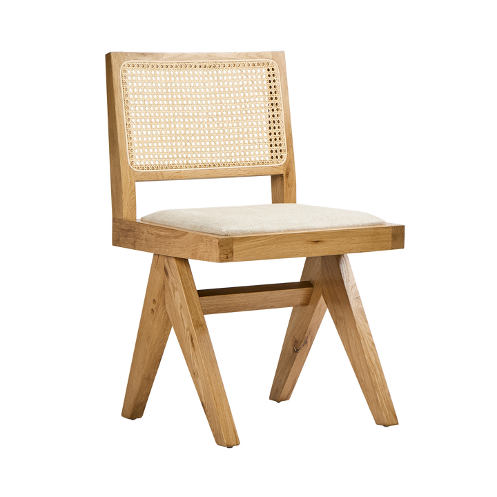 Lexi Scissor Leg Side Chair Oak Frame Natural Fabric